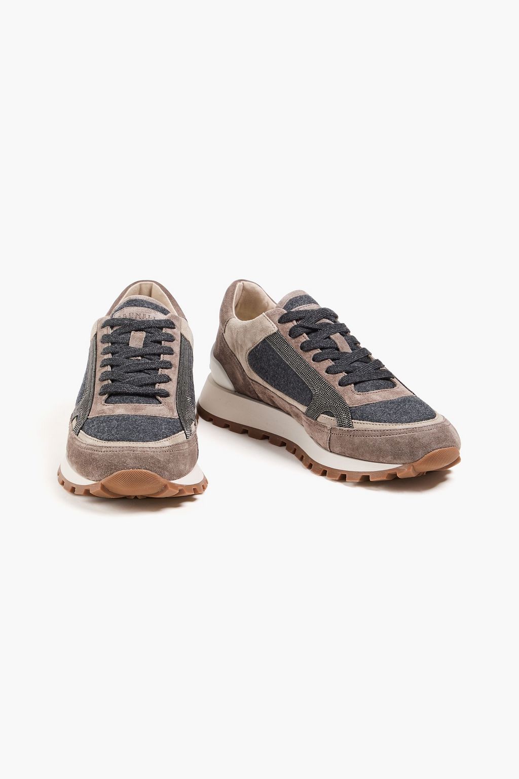 BRUNELLO CUCINELLI Bead-embellished suede sneakers