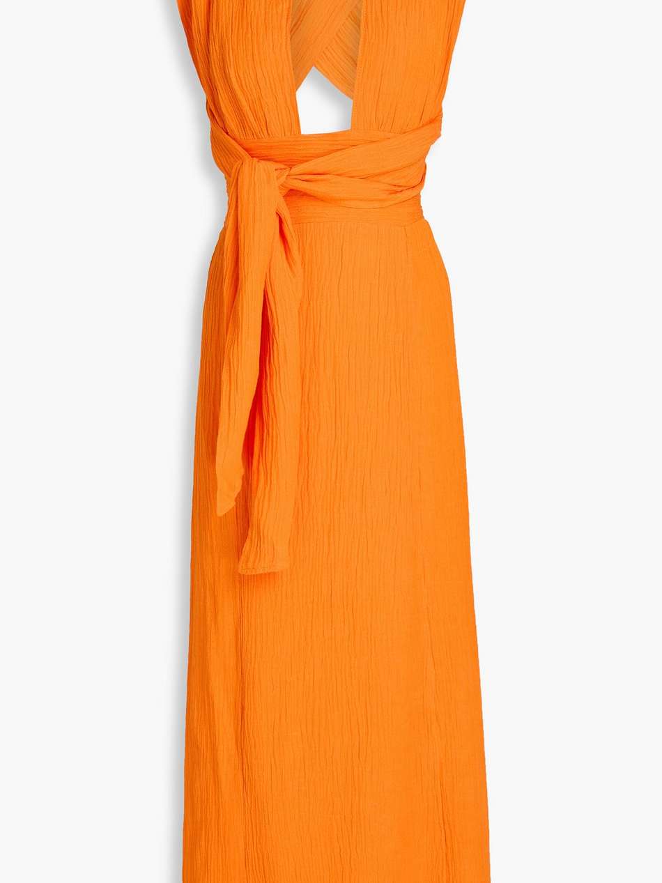 tropiques convertible crinkled linen-blend maxi dress