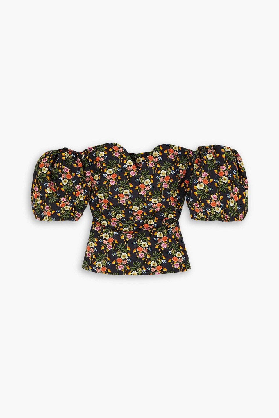 Borgo De Nor Alma Off-the-shoulder Floral-print Twill Top In Black
