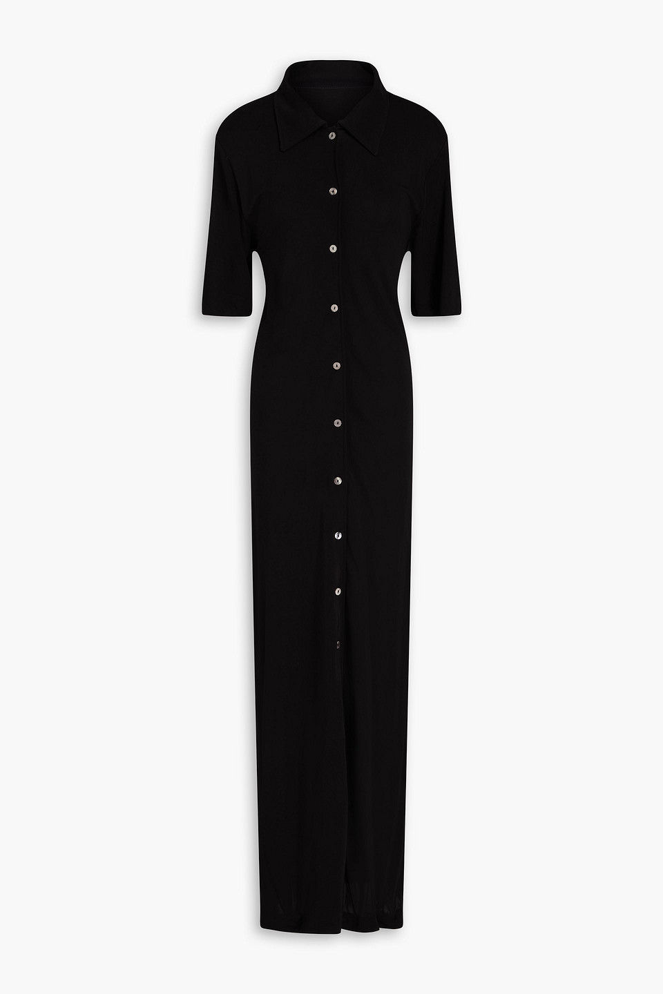 Bite Studios Open-back Jersey Maxi Shirt Dress In Black