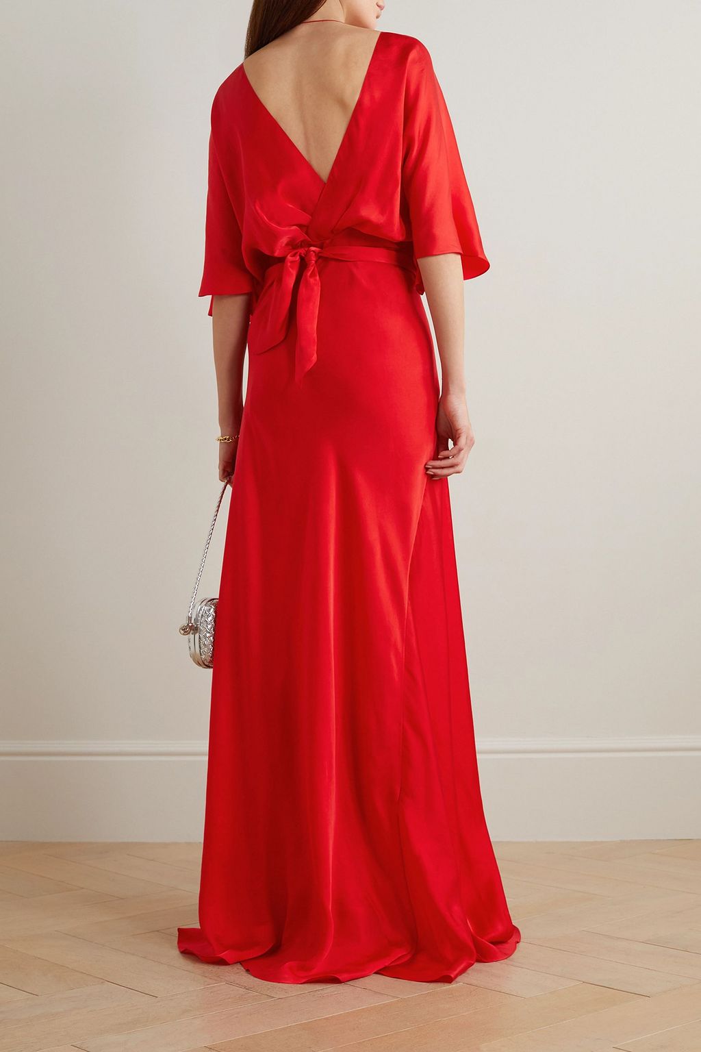 CORTANA Martina open-back silk-crepe maxi wrap dress