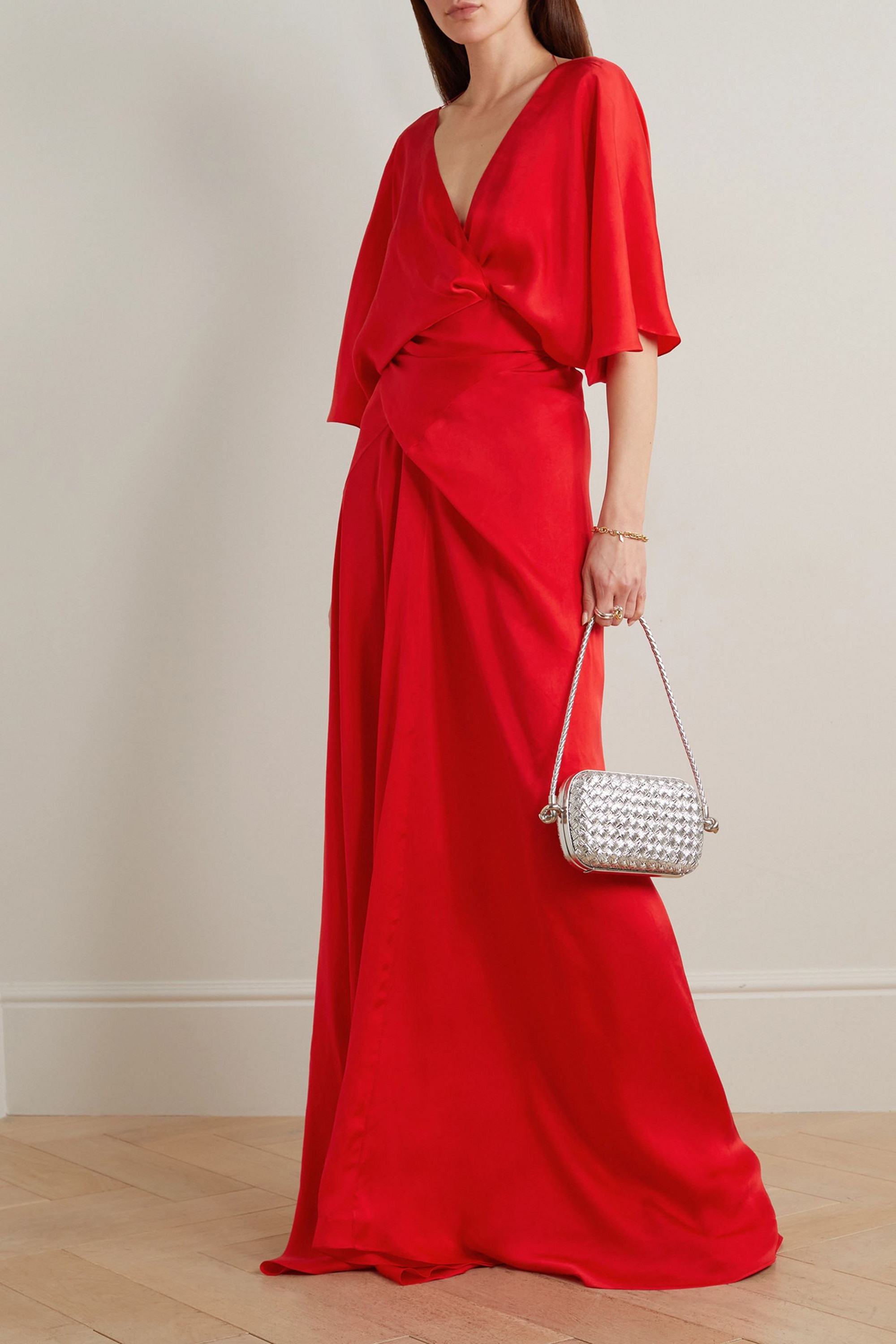 Cortana Martina open-back draped satin maxi wrap dress