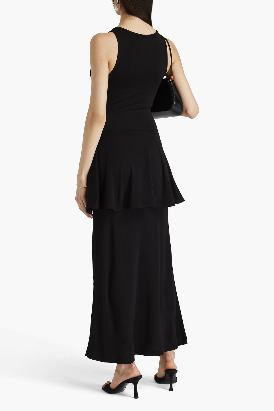 Bite Studios Petal Jersey Peplum Maxi Dress In Black