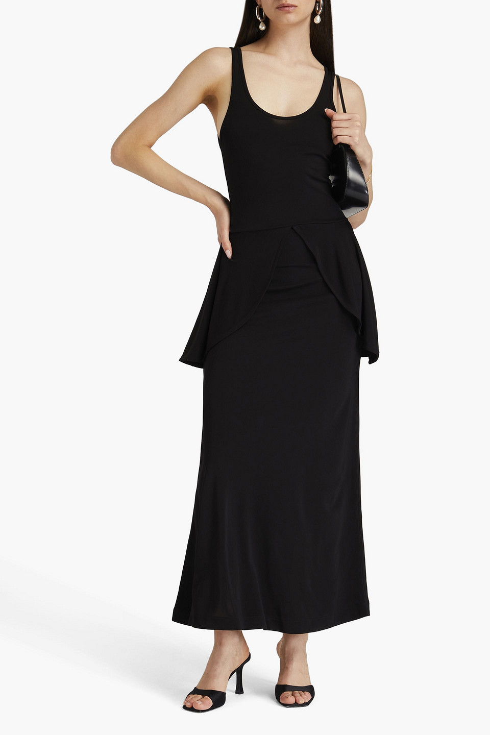 Bite Studios Petal Jersey Peplum Maxi Dress In Black
