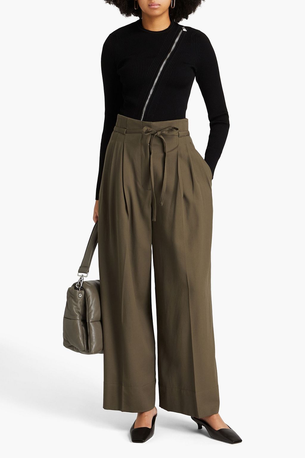 3.1 PHILLIP LIM بنطلون بأرجل واسعة من مزيج الصوف والتويل