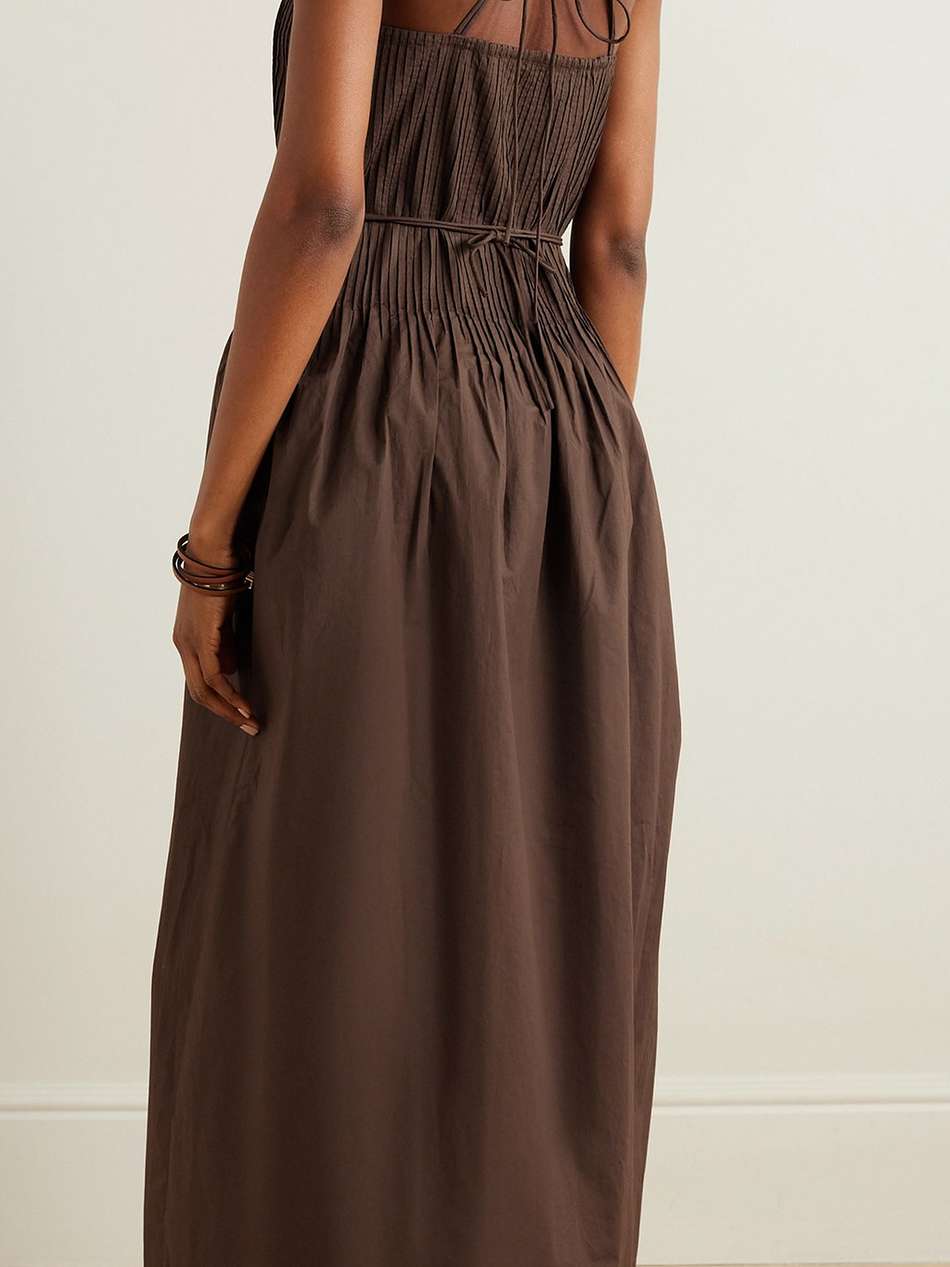 lucia pintucked cotton-poplin maxi dress