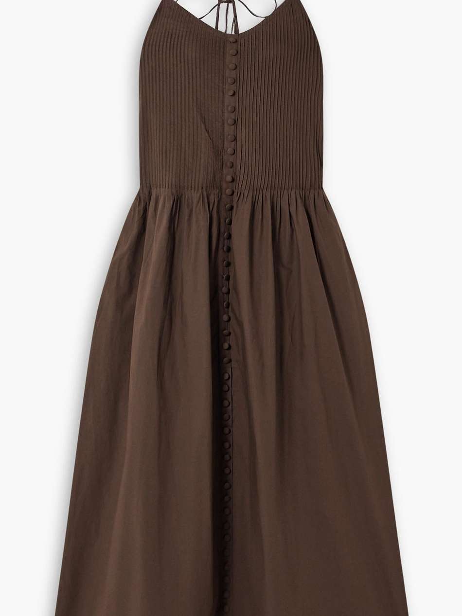 lucia pintucked cotton-poplin maxi dress