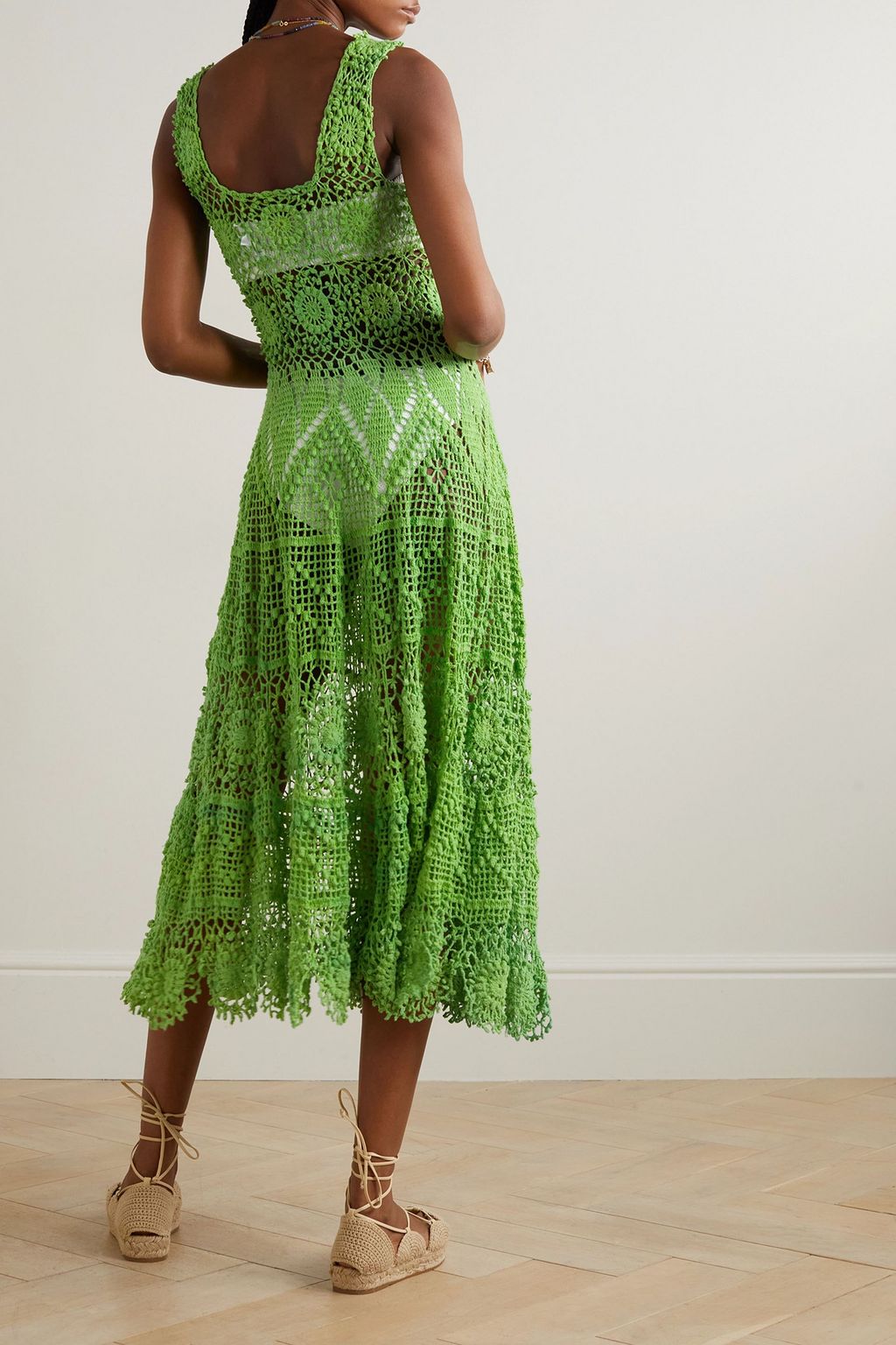ALIX PINHO Crocheted cotton midi dress