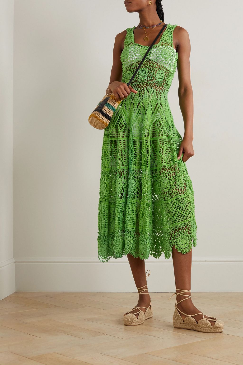ALIX PINHO Crocheted cotton midi dress