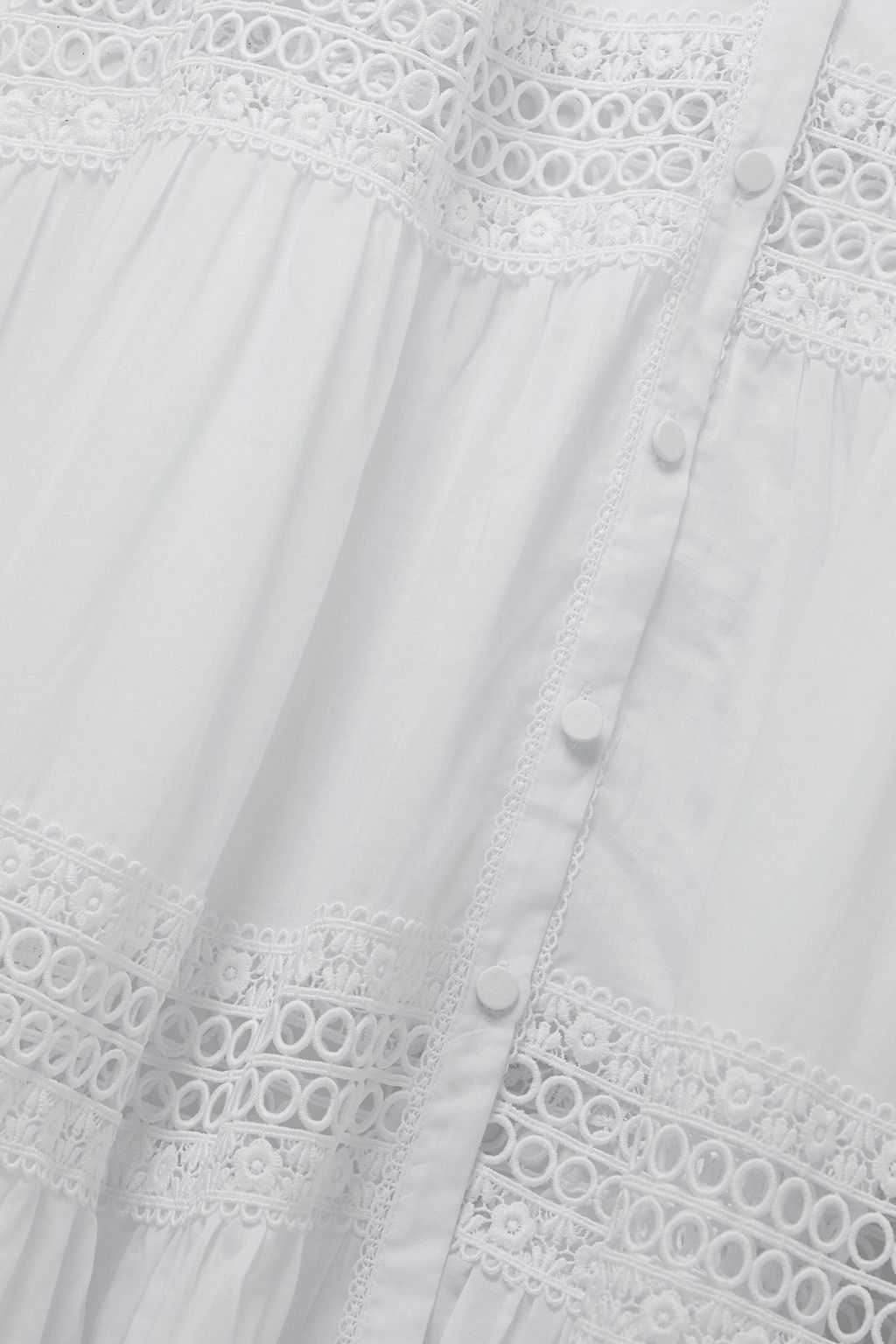 CHARO RUIZ IBIZA Ileana guipure lace-trimmed cotton-blend voile maxi shirt dress