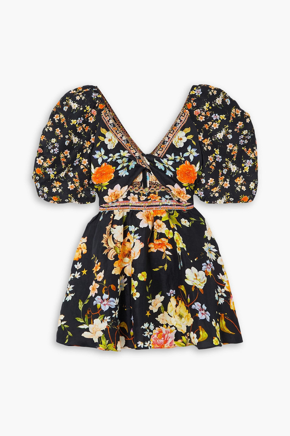 Camilla Puff Sleeve Mini Dress In Black