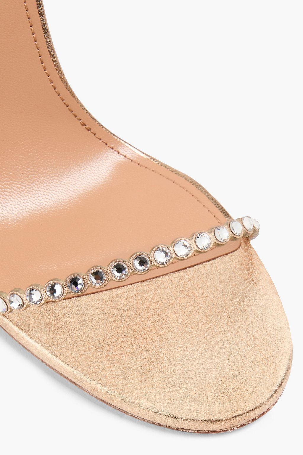 AQUAZZURA レザー サンダル クリスタル付き メタリック