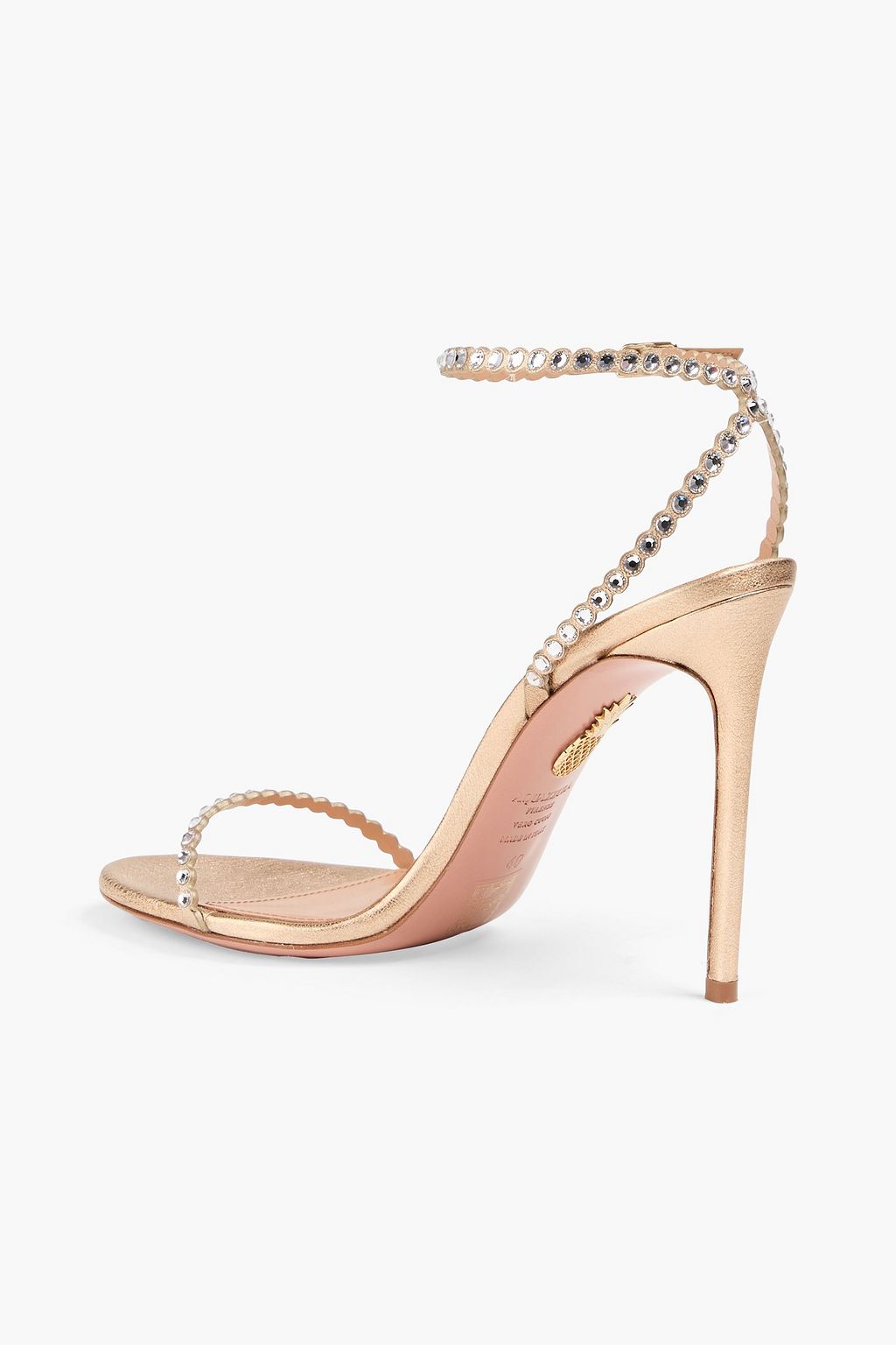 AQUAZZURA レザー サンダル クリスタル付き メタリック