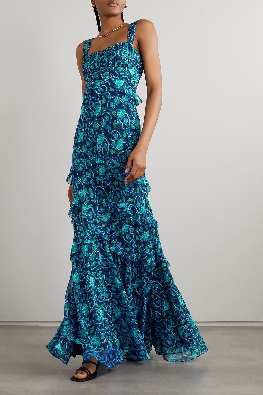 SALONI Chandra floral-print silk maxi dress