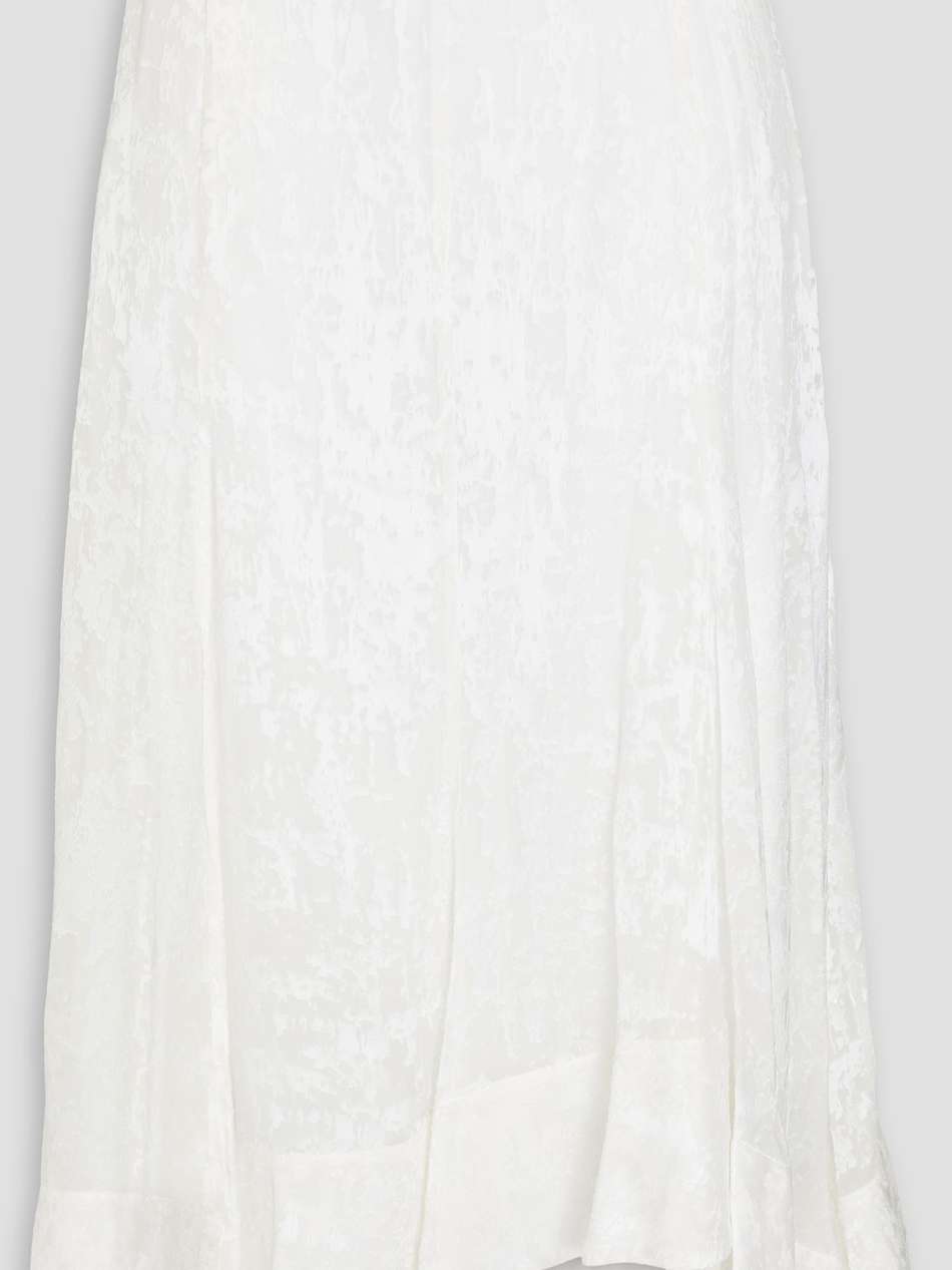 asymmetric burnout-effect satin skirt
