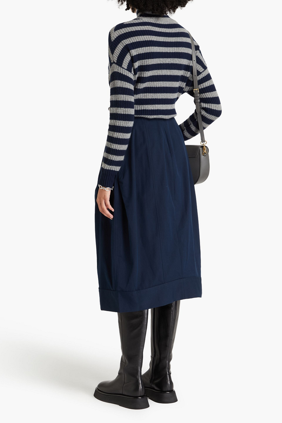 Shop 3.1 Phillip Lim Cotton Oxford Midi Skirt In Navy