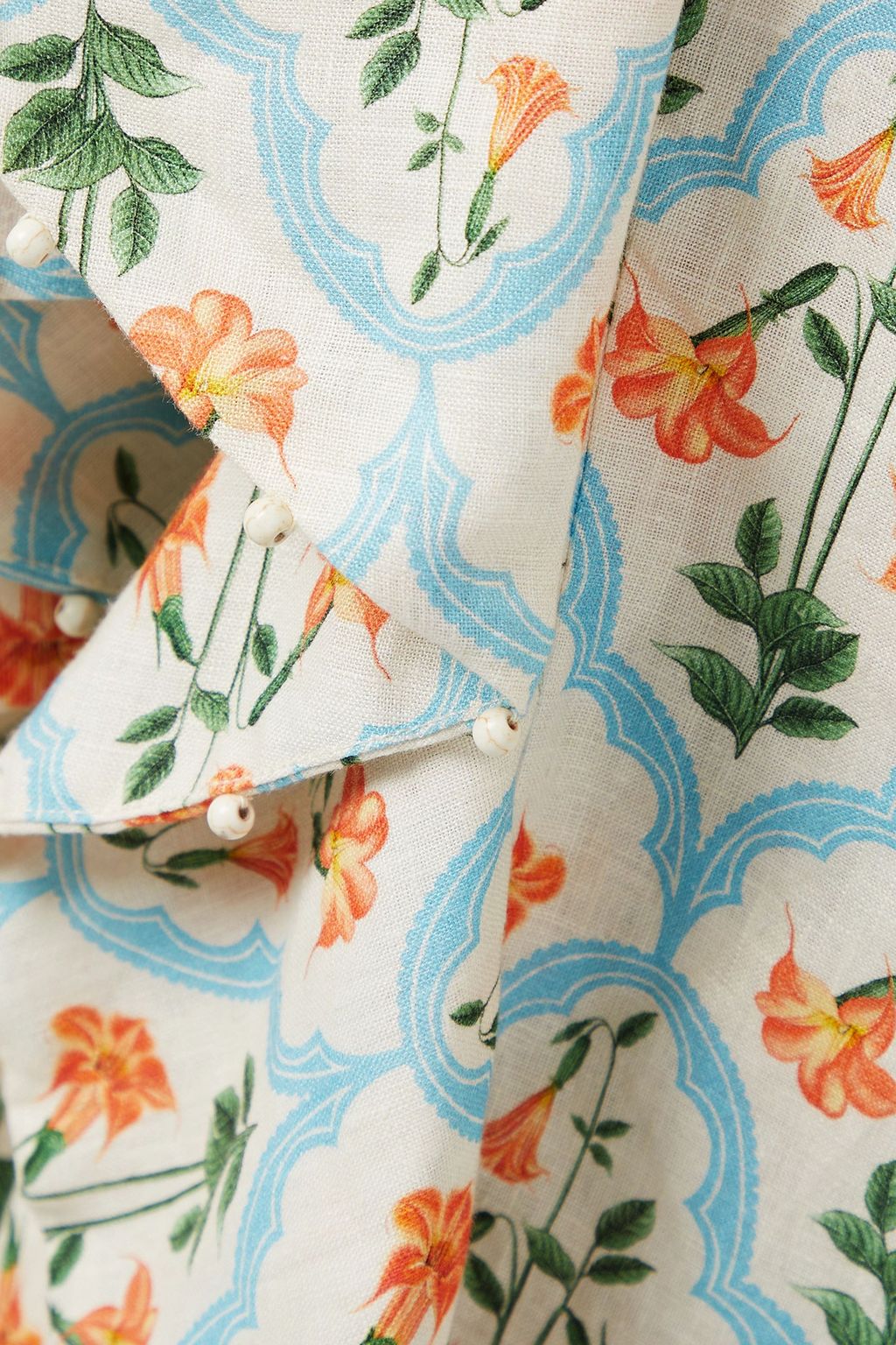 AGUA BY AGUA BENDITA Gerbera ruffled printed linen maxi dress