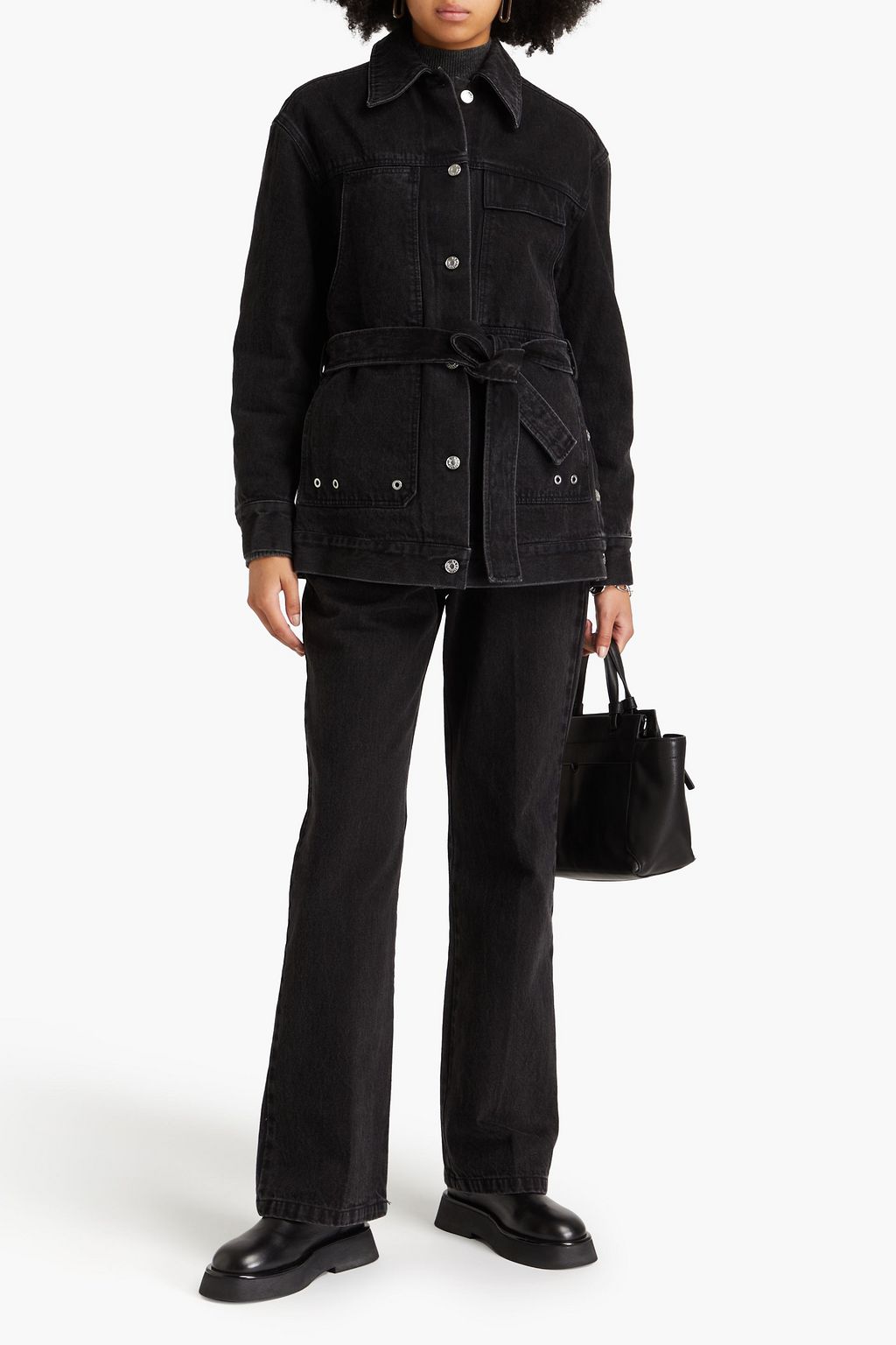 3.1 PHILLIP LIM جاكيت من الدنيم مزينة بحلقات معدنية