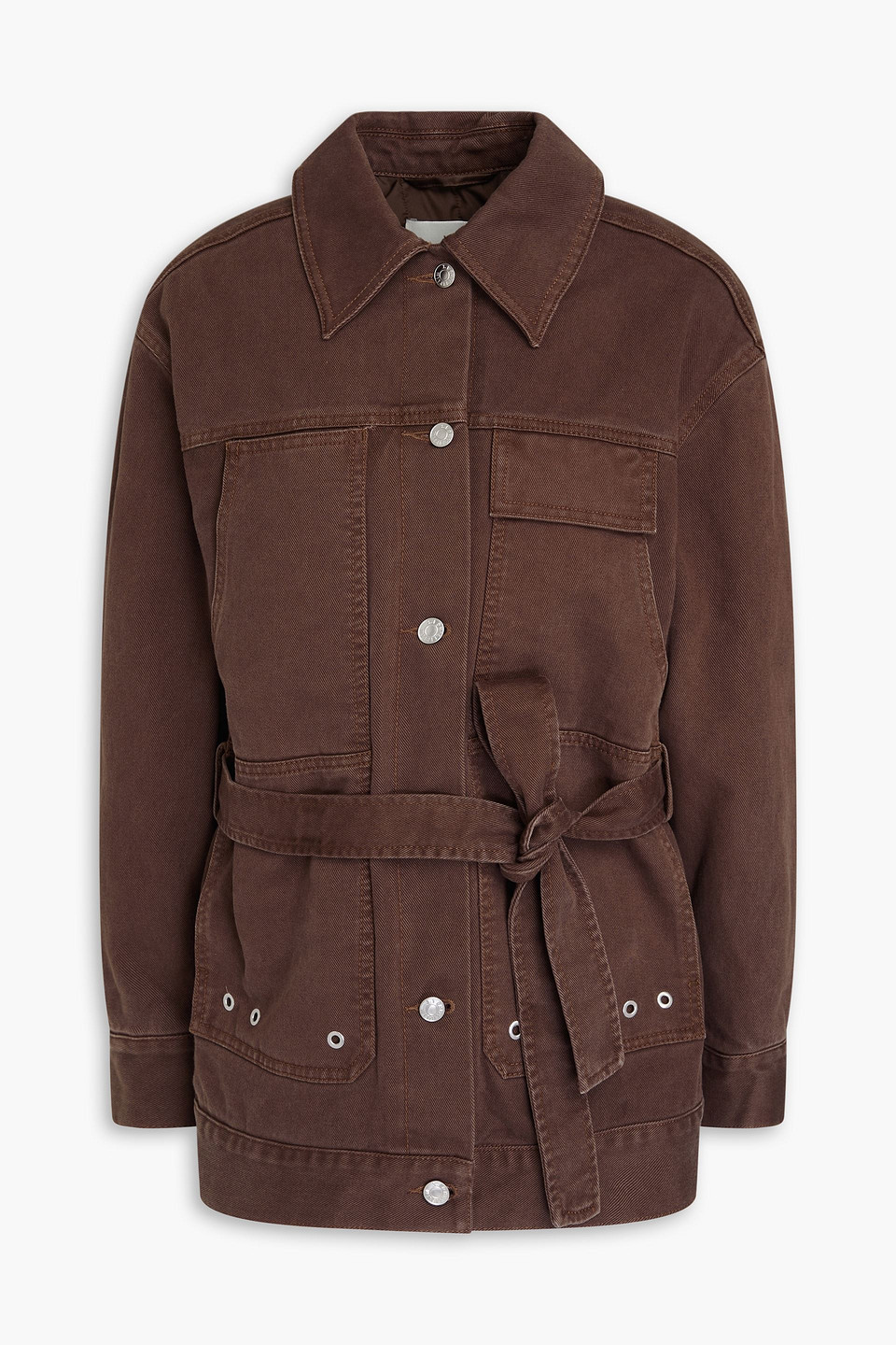 3.1 Phillip Lim Eyelet-embellished Denim Jacket In Chocolate