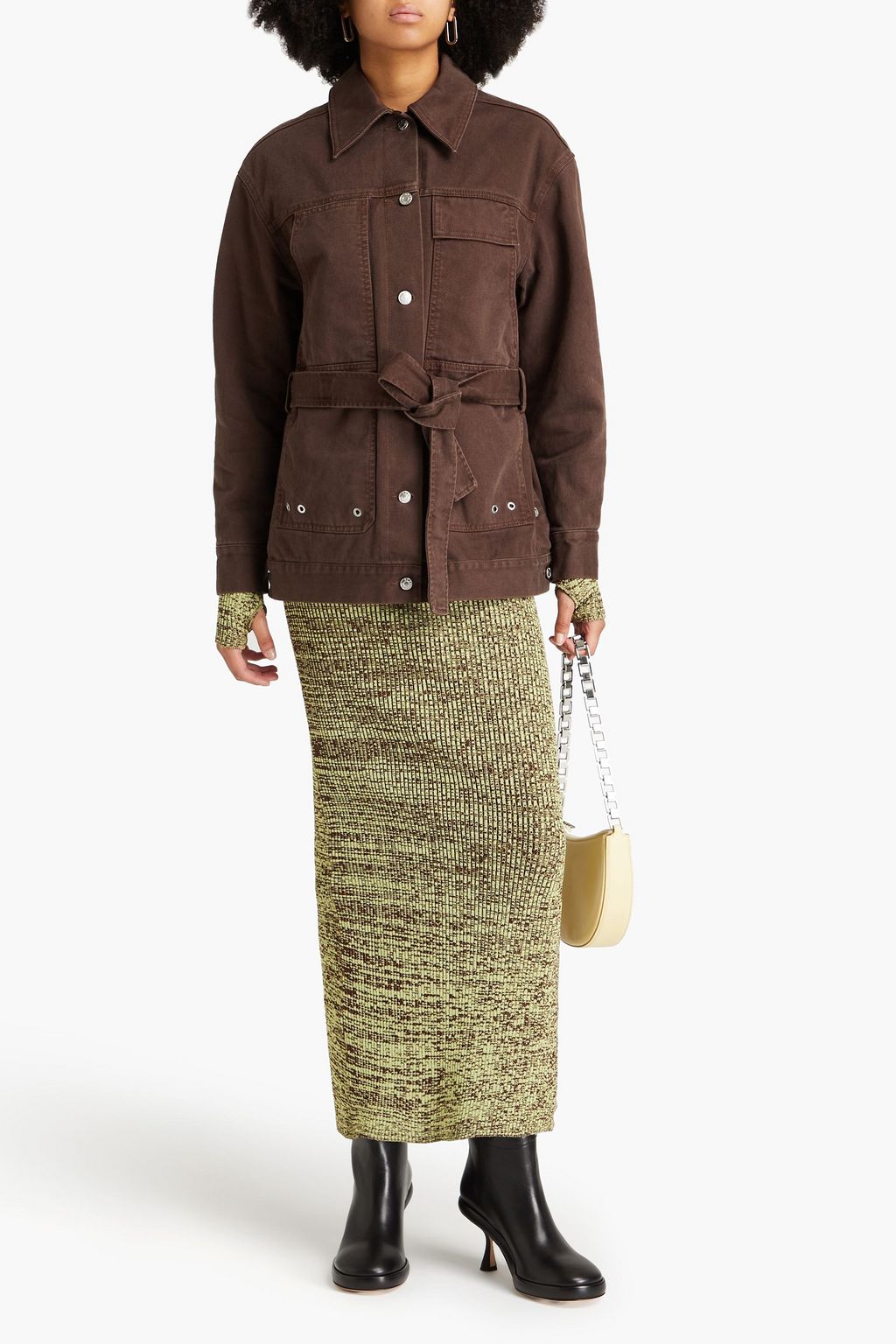 3.1 PHILLIP LIM جاكيت من الدنيم مزينة بحلقات معدنية