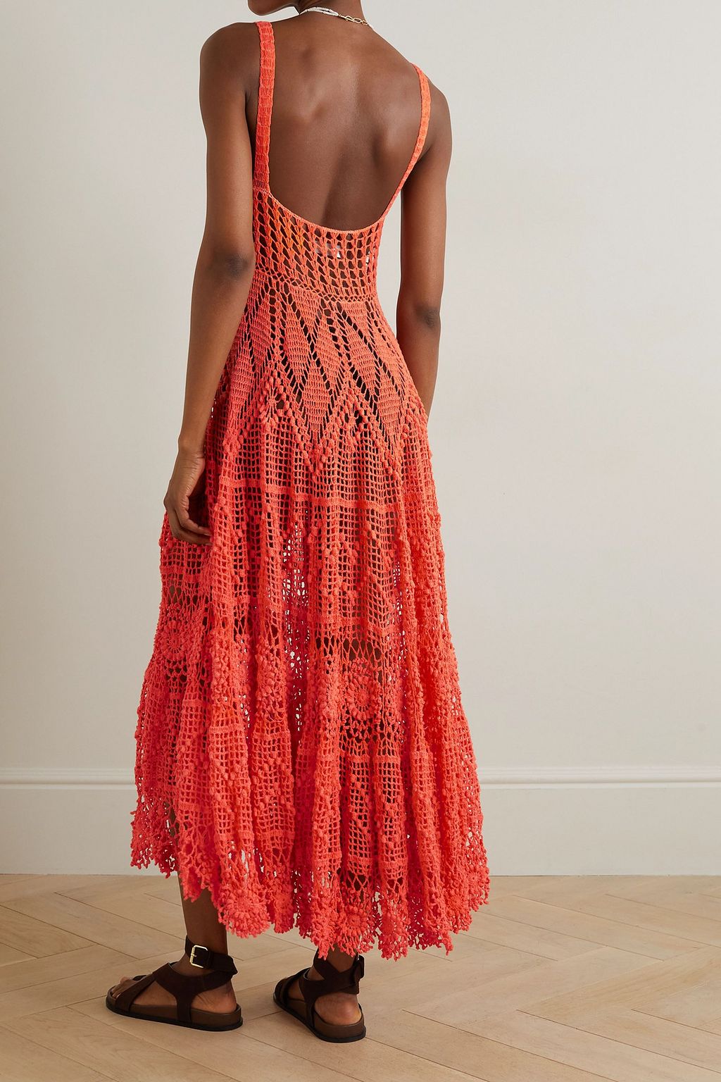 ALIX PINHO Sophia open-back crocheted cotton maxi dress