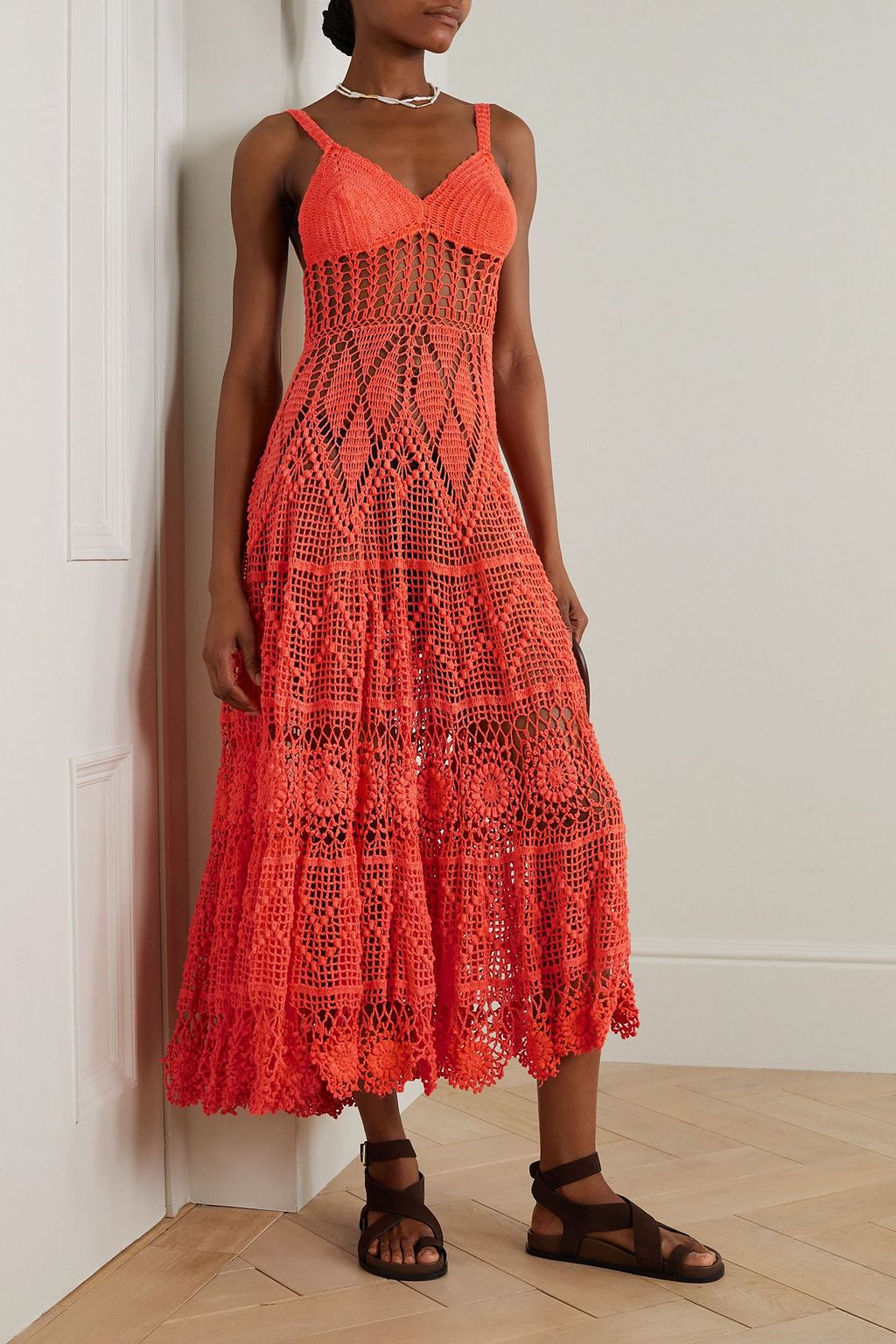ALIX PINHO Sophia open-back crocheted cotton maxi dress