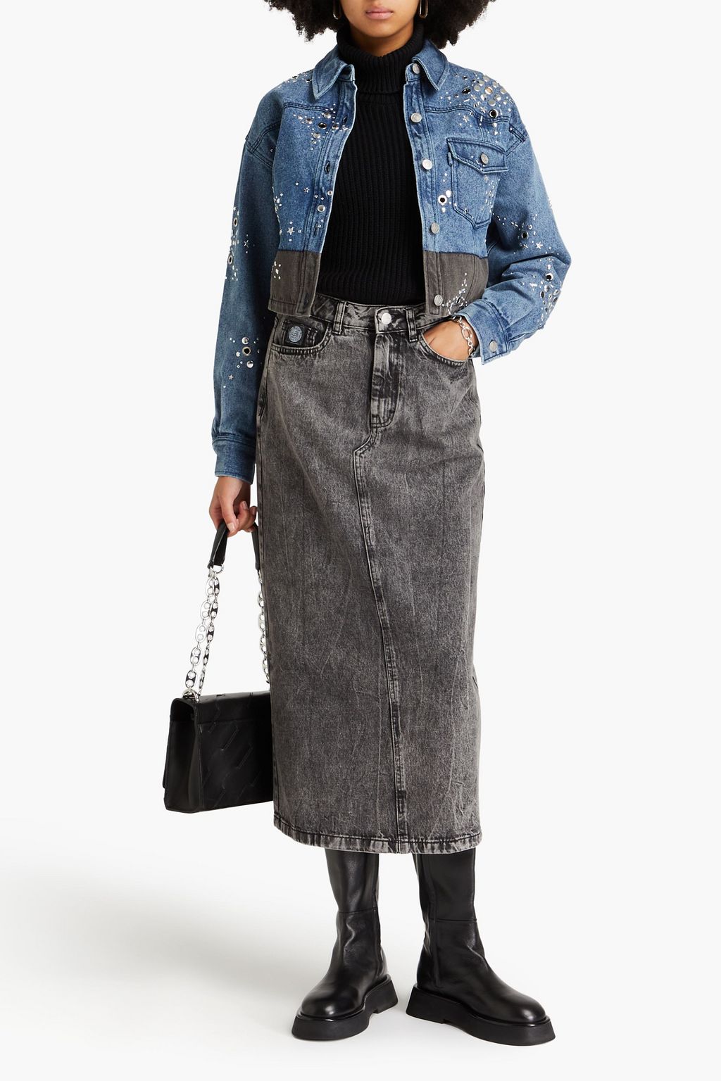 3.1 PHILLIP LIM جاكيت "ليبرتي" من الدنيم بلونين ومزركش