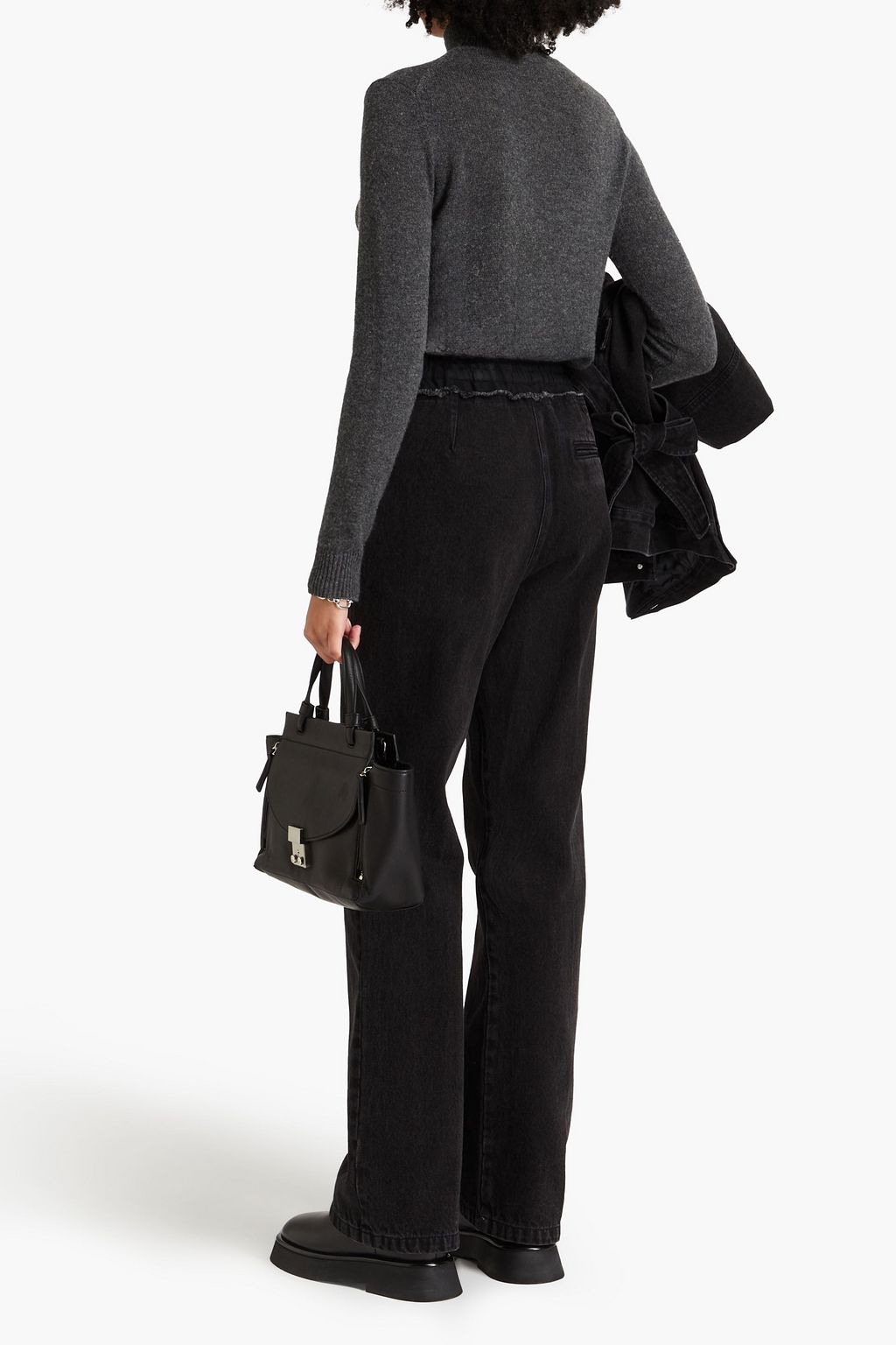 3.1 PHILLIP LIM جينز بأرجل مستقيمة وخصر عالٍ بحواف منسّلة