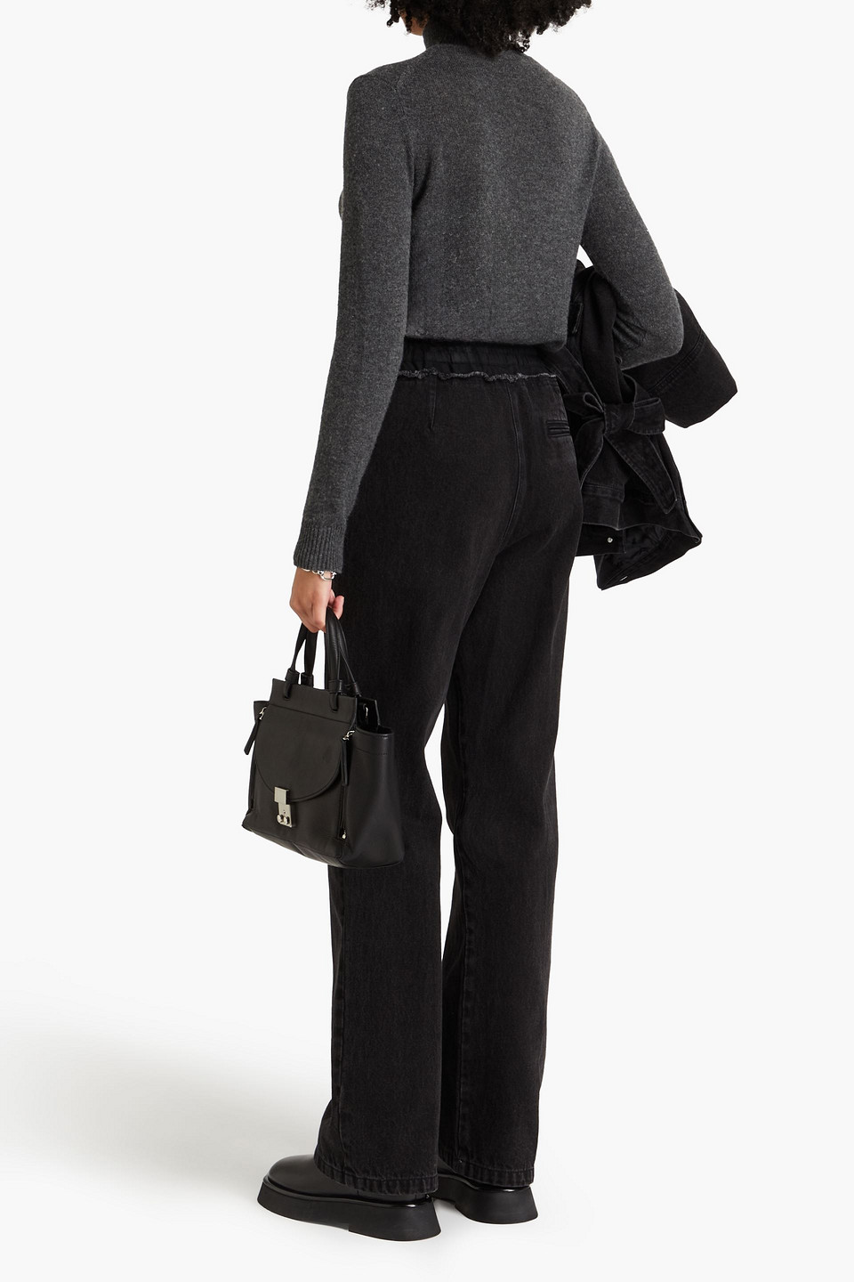 3.1 Phillip Lim Frayed High-rise Straight-leg Jeans In Black