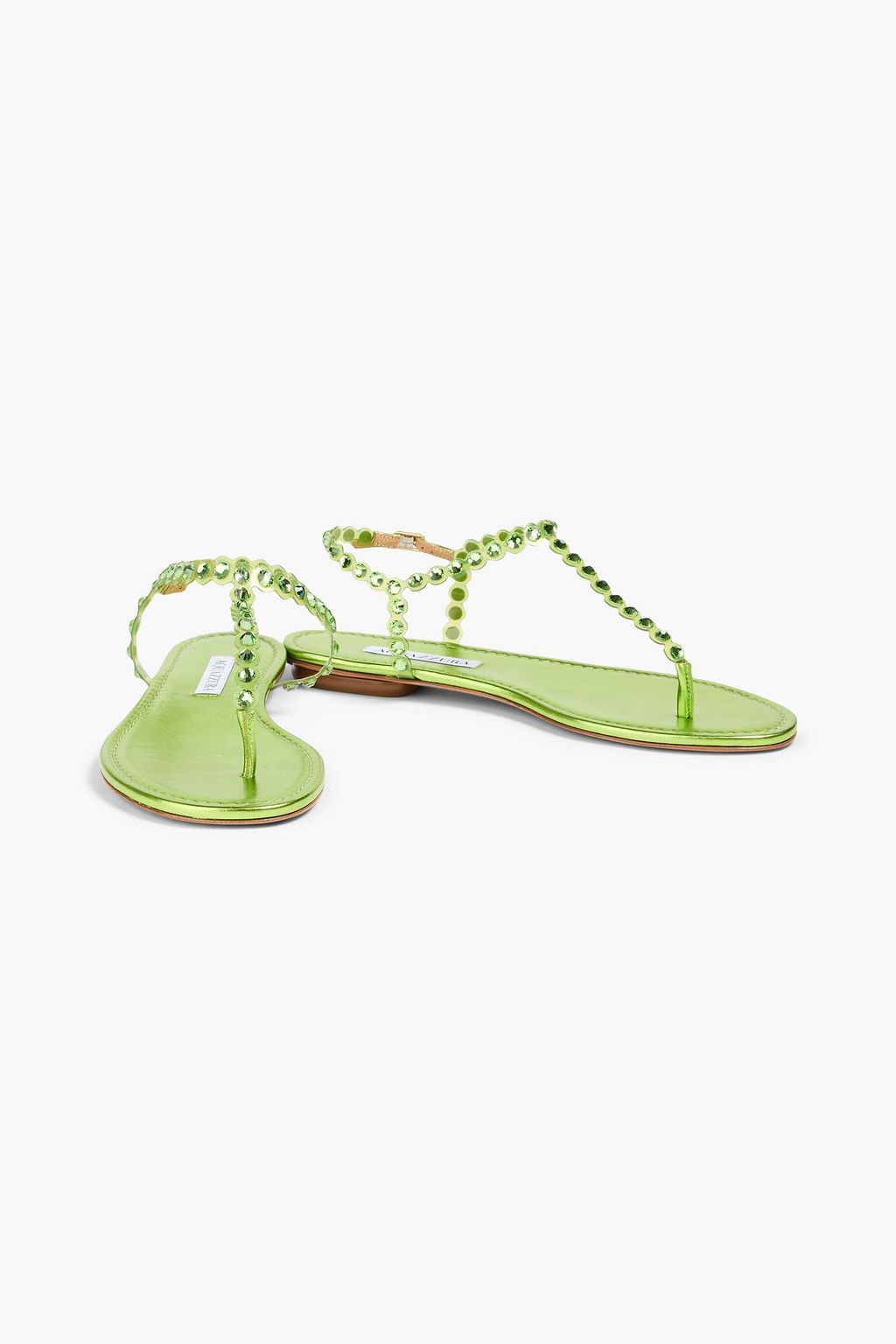 AQUAZZURA Crystal-embellished PVC and metallic leather sandals