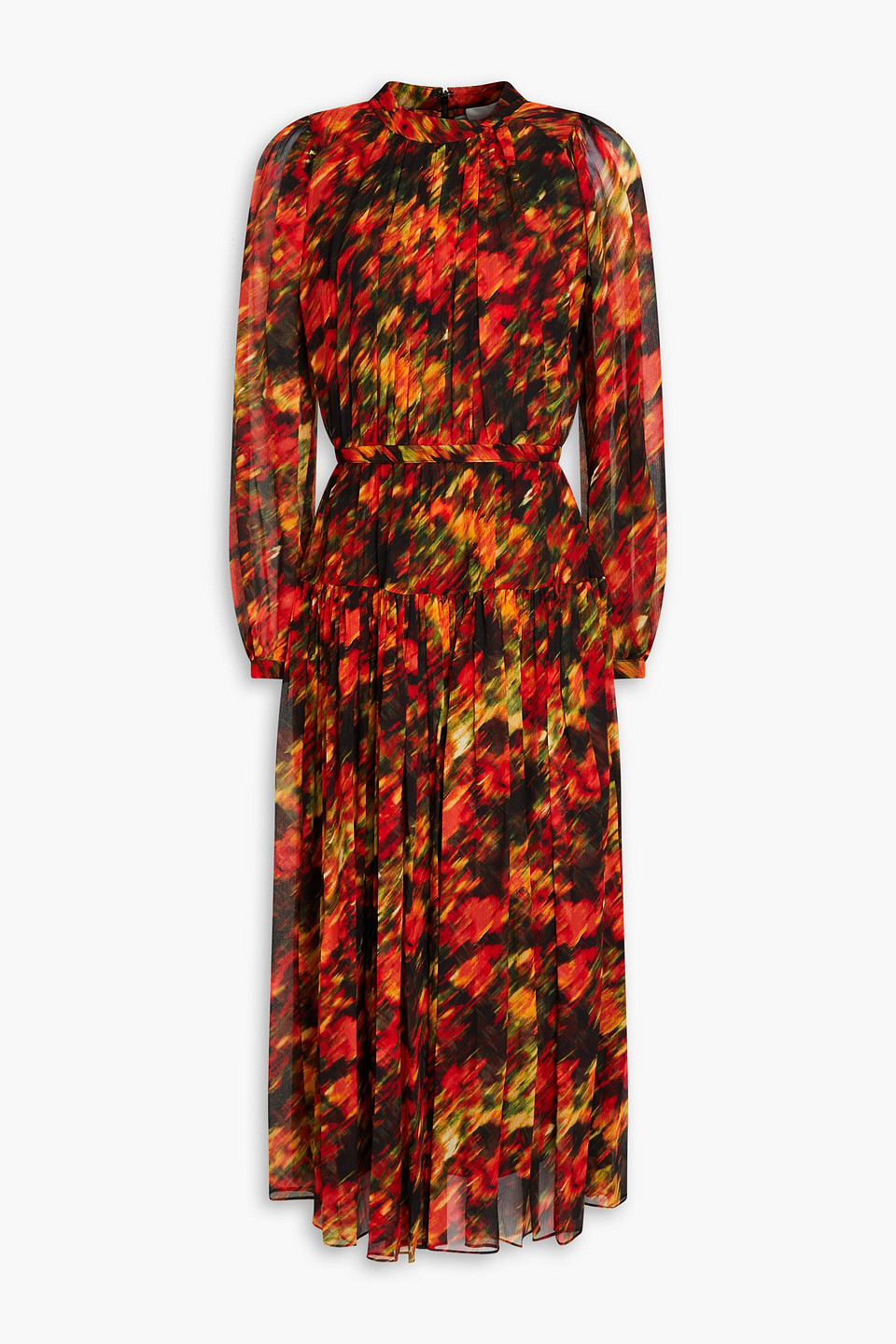 3.1 Phillip Lim Pintucked Printed Silk-georgette Midi Dress In Red