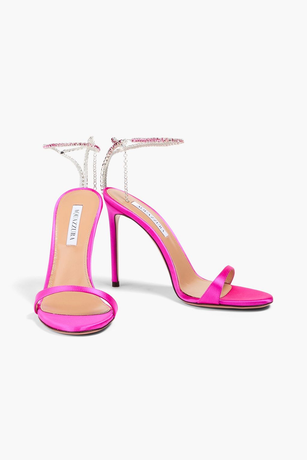 AQUAZZURA صندل من الساتان مزين بالكريستال