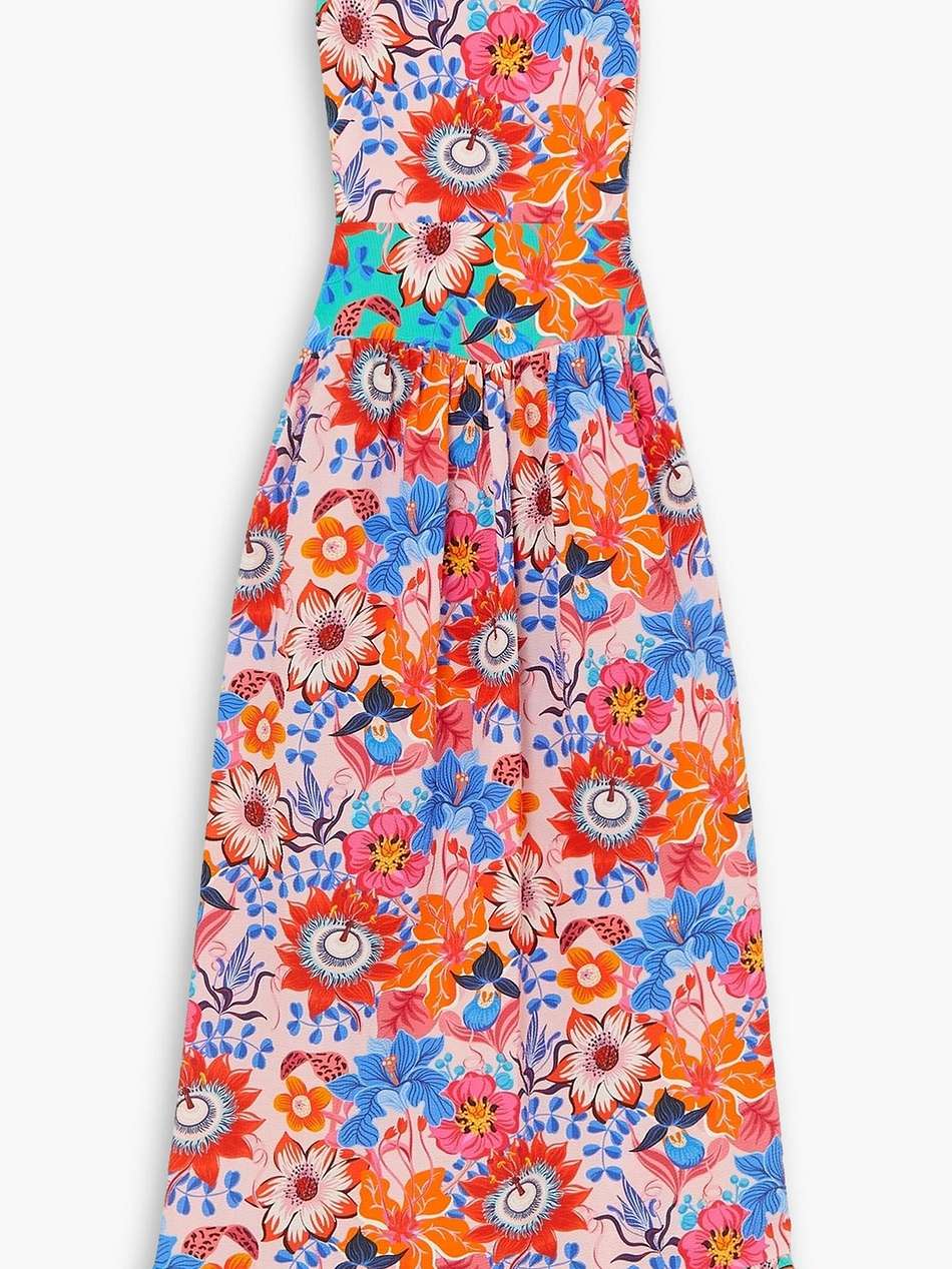 amara open-back floral-print cotton-seersucker maxi dress