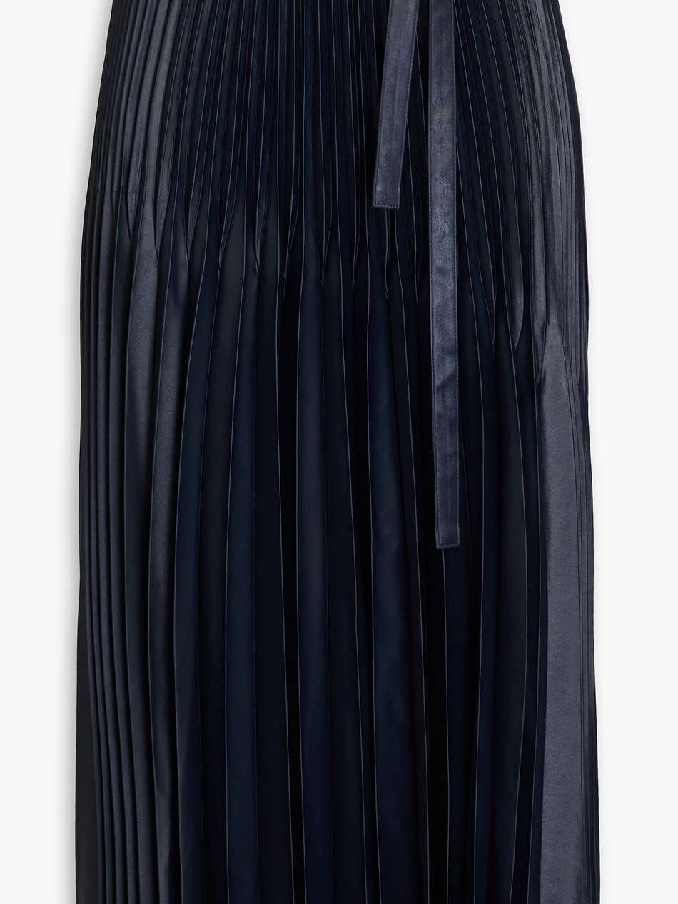 chintz pleated satin midi skirt