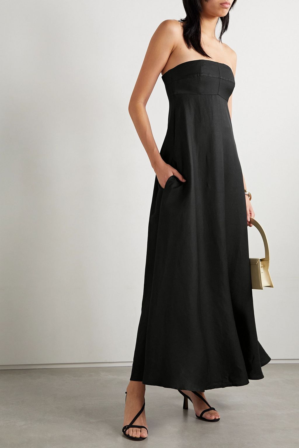 BONDI BORN Montenegro strapless woven maxi dress