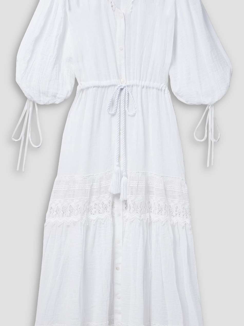 nolina lace-trimmed cotton-gauze midi dress