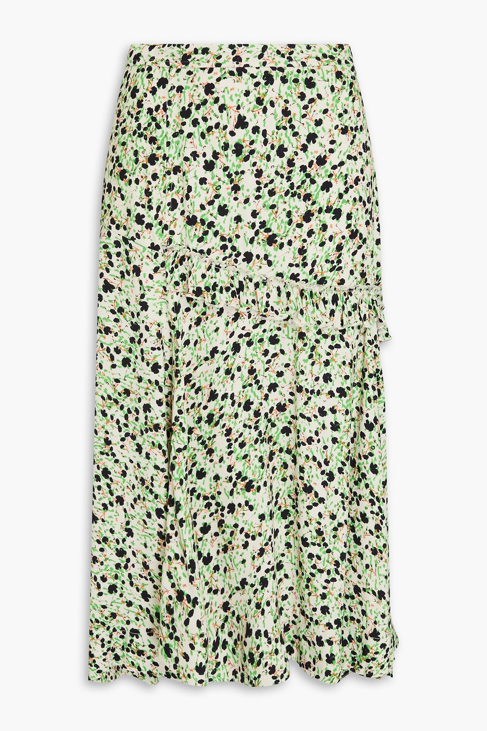 3.1 Phillip Lim Ruffled Floral-print Crepe Midi Skirt In Green