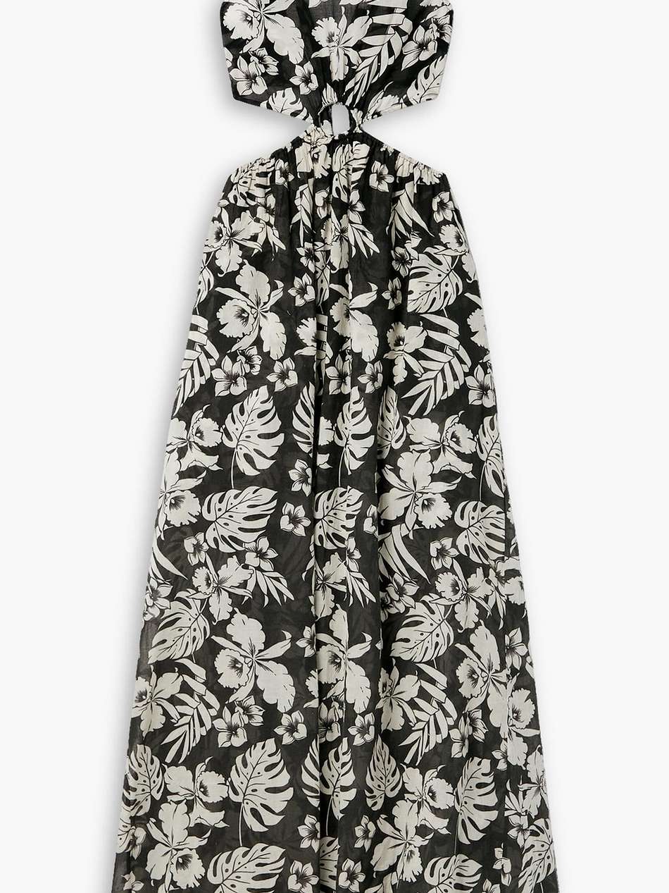 idris cutout printed cotton-gauze maxi dress