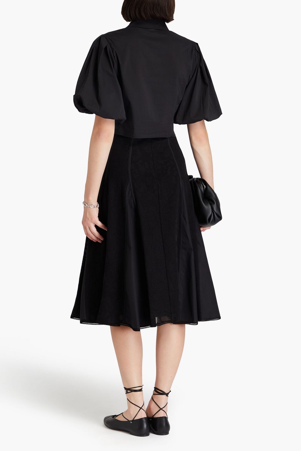 3.1 PHILLIP LIM ポプリン ミディスカート レースパネル