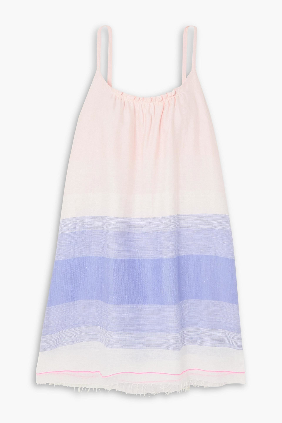 Lemlem Jelba Fringed Striped Cotton-blend Mini Dress In Pastel Pink