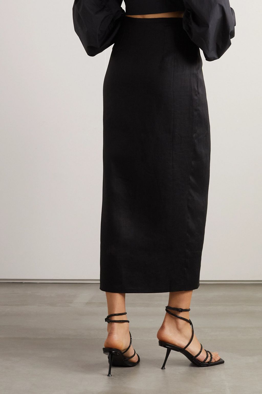 JOSLIN Camilla linen midi wrap skirt
