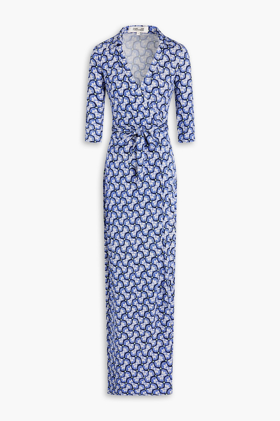 Diane Von Furstenberg Abigail Printed Silk-jersey Maxi Wrap Dress In Blue