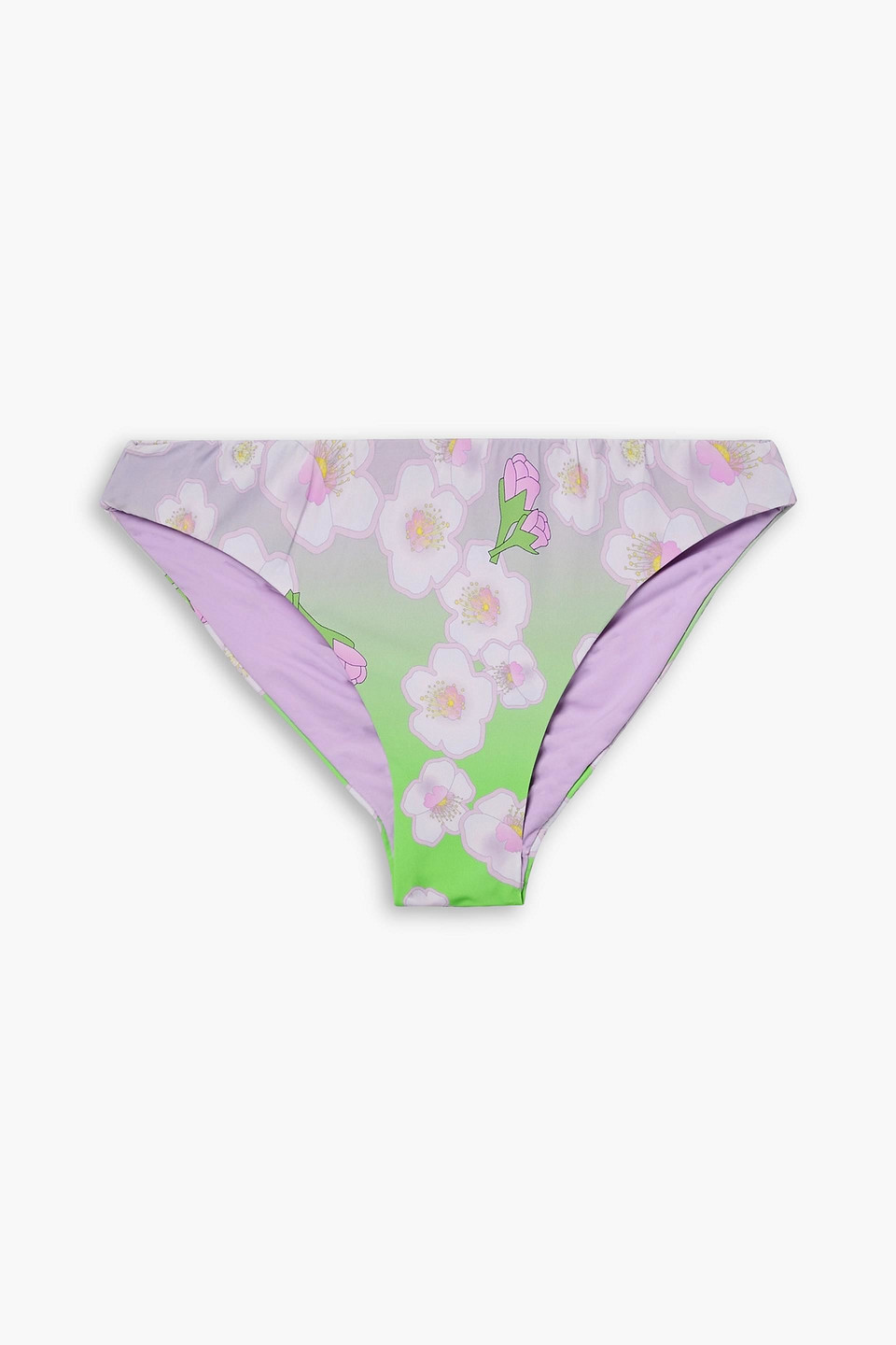 Cynthia Rowley Floral-print Bikini Briefs In Lindgrün