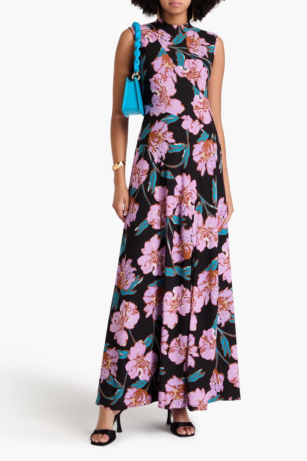 DIANE VON FURSTENBERG クレープ マキシワンピース フローラルプリント
