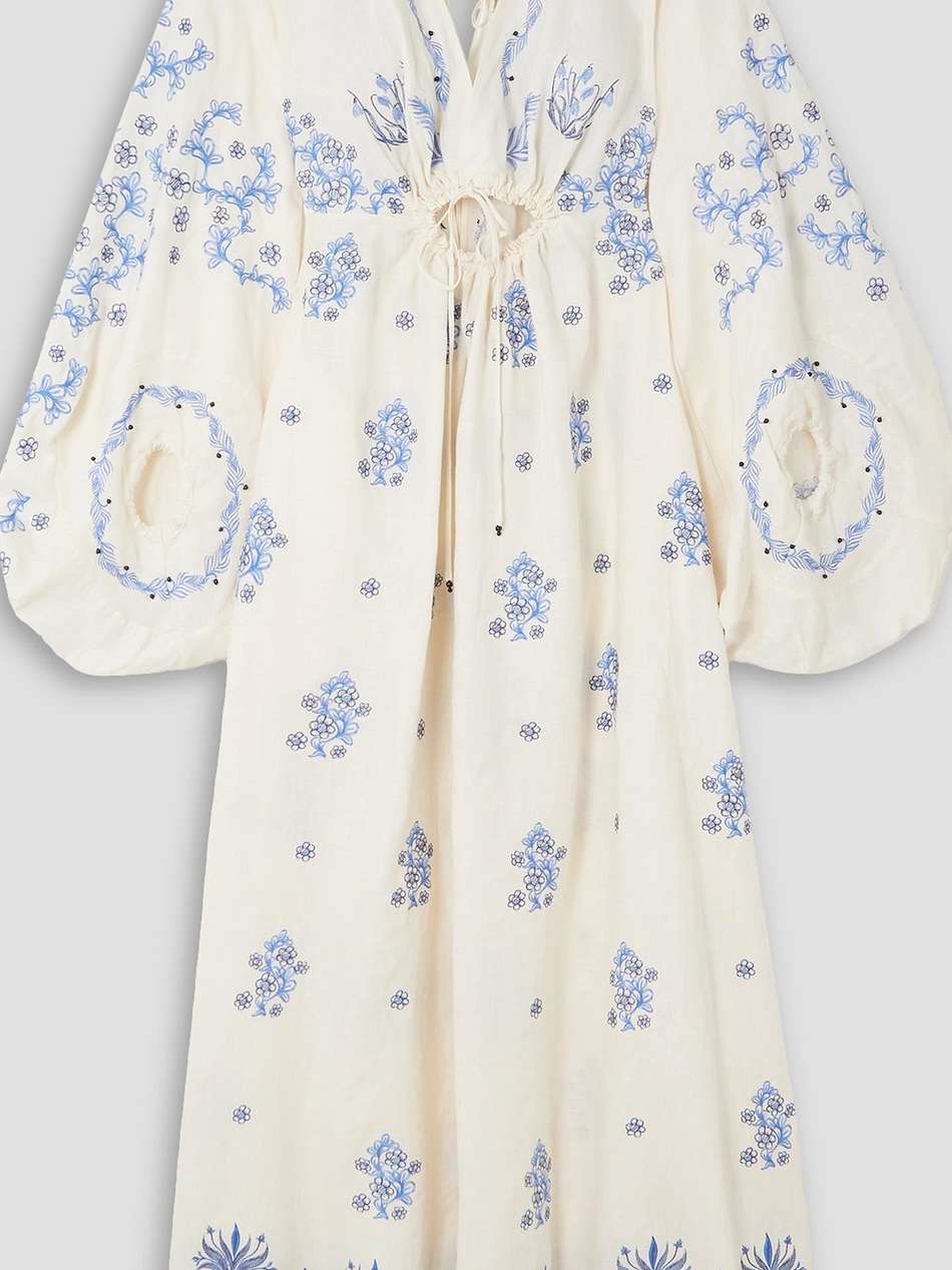 francisca tinaja cutout embroidered linen maxi dress