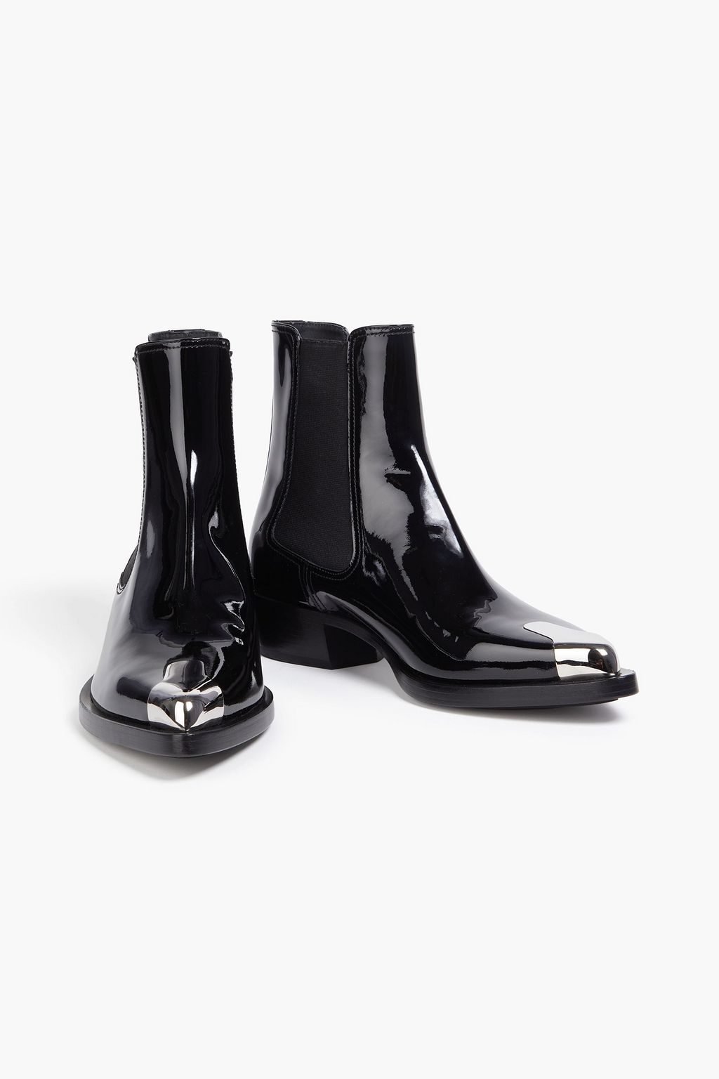 MCQUEEN 페이턴트 가죽 첼시 부츠