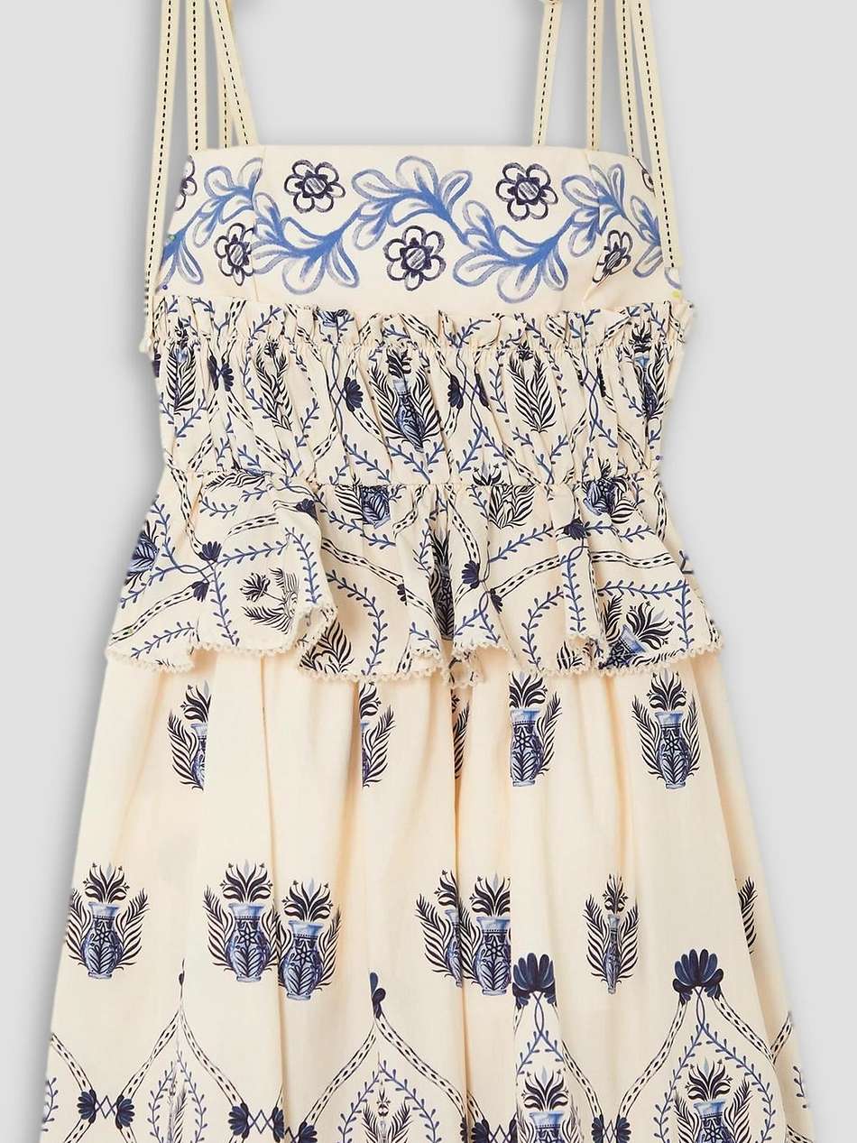 salvador jarron printed cotton-poplin peplum mini dress