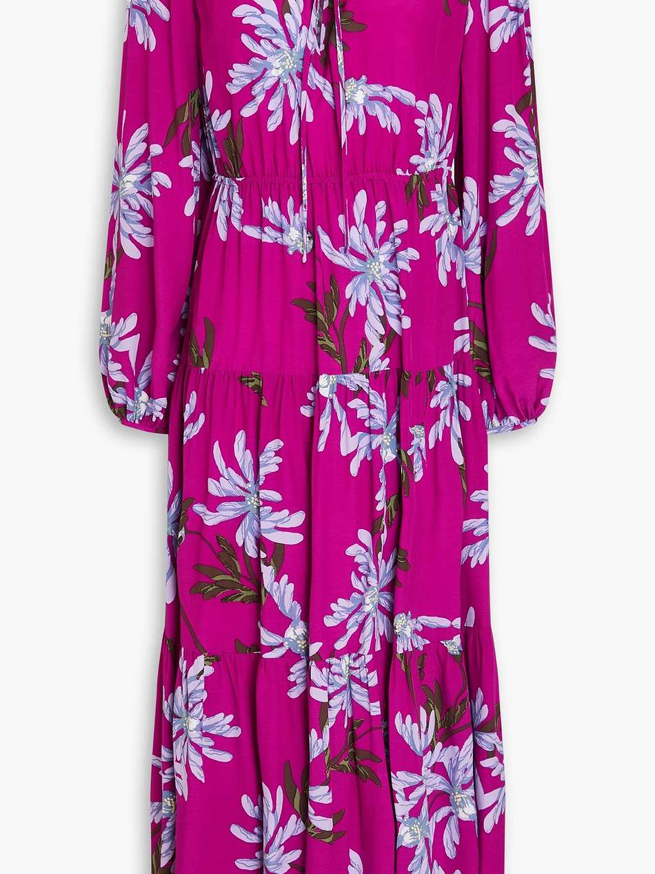 dominique tiered floral-print crepe midi dress