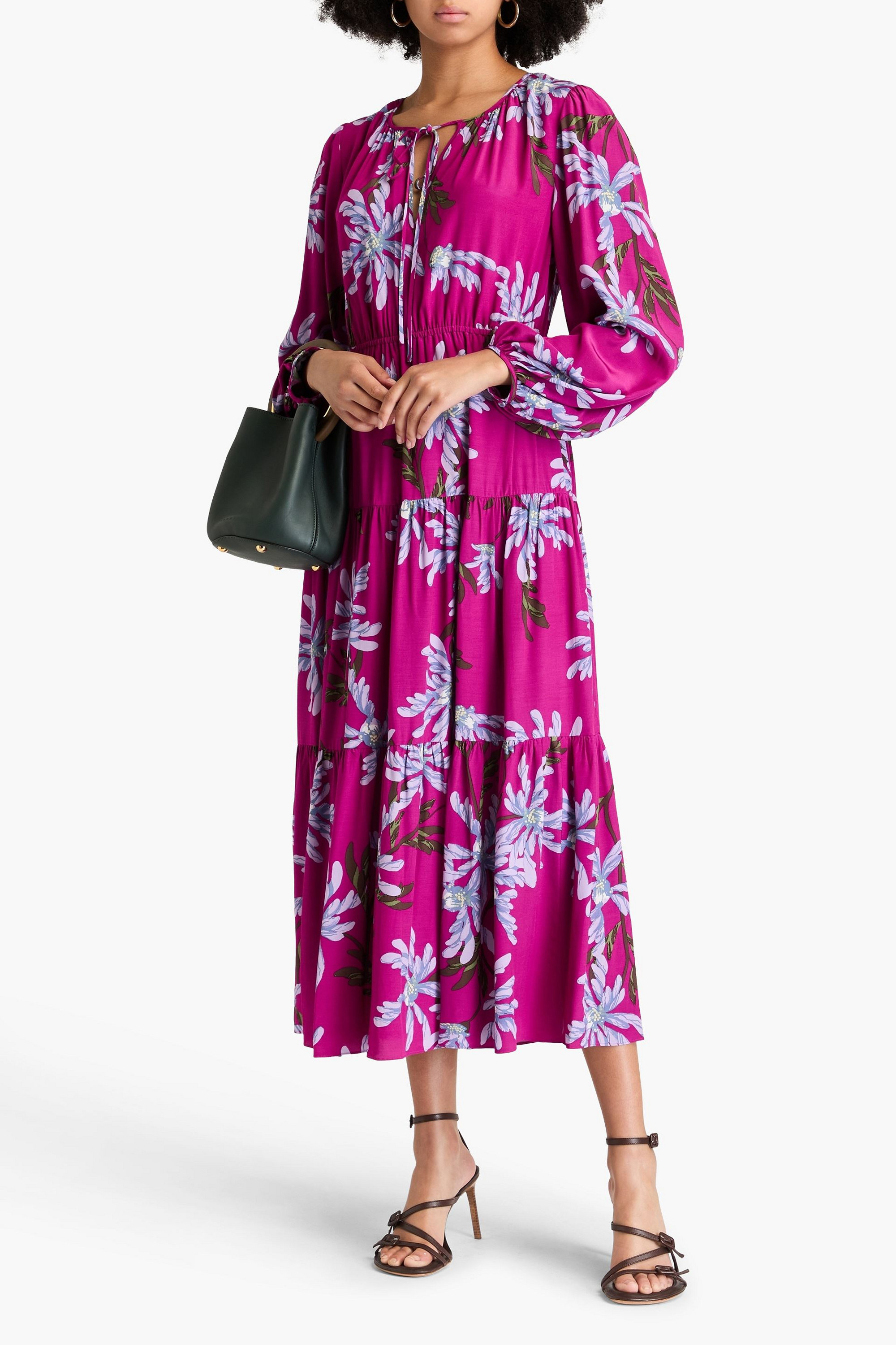Diane von Furstenberg Dominique tiered floral-print crepe midi dress