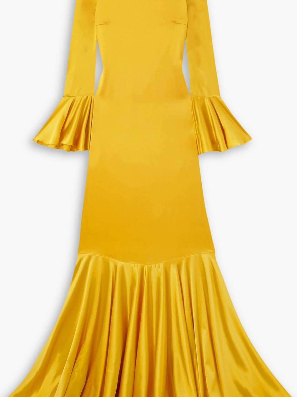 allonia ruffled silk-blend charmeuse gown